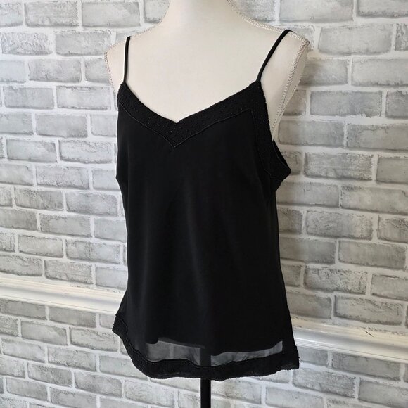 Coldwater Creek Black Beaded Sheer Chiffon Cardigan Cami Set 14 Party Evening - Picture 4 of 8